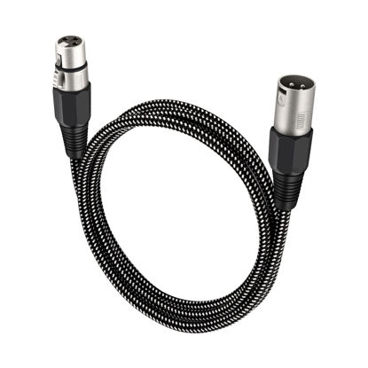 Picture of XLR Cable 6 FT, 3 Pin Nylong Braided Balanced XLR Male to XLR Female Microphone DMX Patch Cords (Pure Copper Conductors)