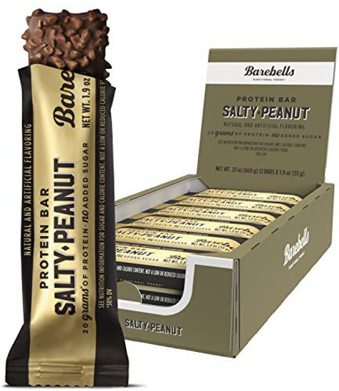Barebells Protein Bars Salty Peanut - 12 Count, 1.9oz Bars - Protein Snacks  with 20g of High Protein - Low Carb Protein Bar with No Added Sugar 
