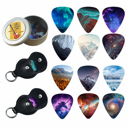 Picture of 24-pack 0.71mm Stylish Colorful Celluloid Guitar Picks Plectrums for Guitar Bass (2-Natural)