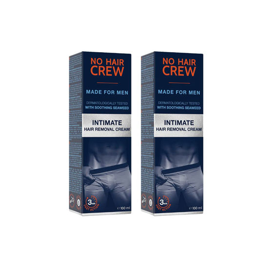 Picture of No Hair Crew Intimate/Private At Home Hair Removal Cream for Men - Painless, Flawless, Soothing Depilatory for Manscaping Unwanted Coarse Male Body Hair, 100ml (2 Pack)