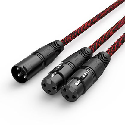 Picture of XLR Splitter Cable 1.6ft, BIFALE Nylon Braided XLR Cable 1 Male to 2 Female, Y-Splitter 3Pin Balanced Microphone Cable