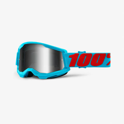 Picture of 100% Strata 2 Motocross & Mountain Bike Goggles - MX and MTB Racing Protective Eyewear (Summit - Mirror Silver Lens)