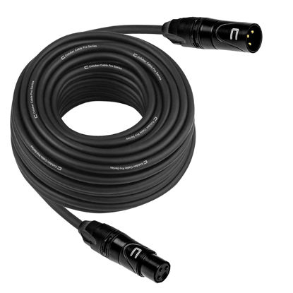 Picture of Balanced XLR Cable Male to Female - 50 Feet Black - Pro 3-Pin Microphone Connector for Powered Speakers, Audio Interface or Mixer for Live Performance & Recording