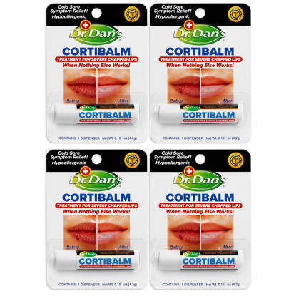 Picture of Dr. Dan's Cortibalm - 4 Pack - for Dry Cracked Lips - Healing Lip Balm for Severely Chapped Lips - Designed for Men, Women and Children