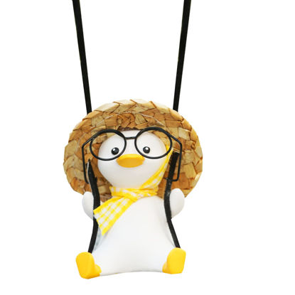 Picture of Rear View Mirror Hanging Accessories of Swinging Duck Car Hanging Ornament Cute Car Accessories for Teens Car Mirror Hanging Accessories Car Pendant Car Charm Hanging Ornament (Glass A)