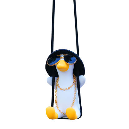 Picture of Rear View Mirror Hanging Accessories of Swinging Duck Car Hanging Ornament Cute Car Accessories for Teens Car Mirror Hanging Accessories Car Pendant Car Charm Hanging Ornament (Cool D)
