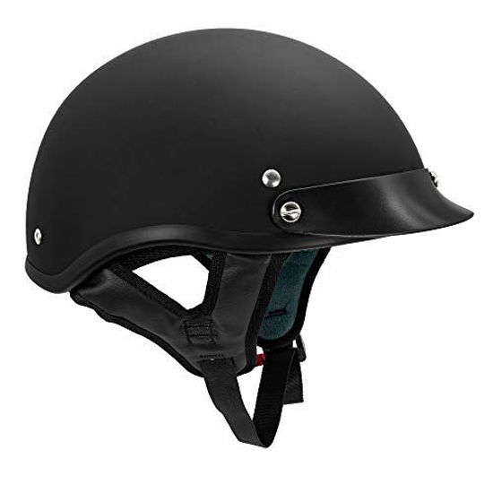 GetUSCart VCAN Cruiser Solid Flat Black Half Face Motorcycle Helmet (Small)