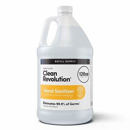 Picture of Clean Revolution Hand Sanitizer Refill Supply | Moisturizing & Quick-Dry | Kills 99.9% Germs | 70% Alcohol | Ready To Use | Dreamy Citrus | 128 Oz (1 Gallon)