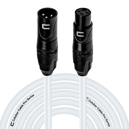 Picture of Balanced XLR Cable Male to Female - 25 Feet White - Pro 3-Pin Microphone Connector for Powered Speakers, Audio Interface or Mixer for Live Performance & Recording