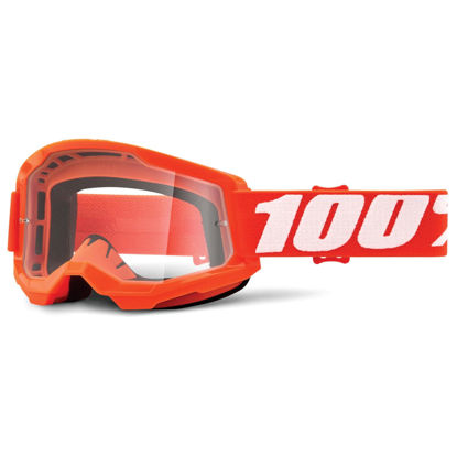 Picture of 100% Strata 2 Motocross & Mountain Bike Goggles - MX and MTB Racing Protective Eyewear (Orange - Clear Lens)
