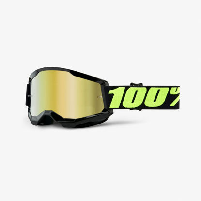 Picture of 100% Strata 2 Motocross & Mountain Bike Goggles - MX and MTB Racing Protective Eyewear (Upsol - Mirror Gold Lens)