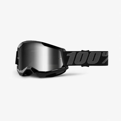 Picture of 100% Strata 2 Motocross & Mountain Bike Goggles - MX and MTB Racing Protective Eyewear (Black - Mirror Silver Lens)