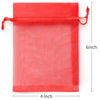 Picture of Akstore 100PCS 4x6inch (10x15cm) Drawstring Organza Jewelry Favor Pouches Wedding Party Festival Gift Bags Candy Bags (Red)