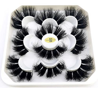 Picture of HBZGTLAD new 5 Pairs 25 mm 3d Mink Lashes Bulk Faux with Custom Natural Mink Lashes Pack Short Wholesales Natural False Eyelashes (9D-06)