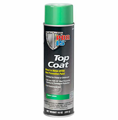 Picture of POR-15 Safety Green Top Coat Spray Paint - 16 fl. oz. - Direct to Metal Paint | Sheds Moisture & UV Light | Long-term Sheen & Color Retention
