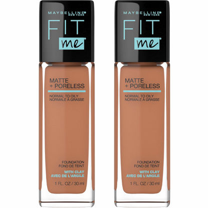 Picture of Maybelline Fit Me Matte + Poreless Liquid Foundation Makeup, Spicy Brown, 2 COUNT Oil-Free Foundation
