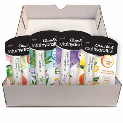 Picture of ChapStick Total Hydration Essential Oils Flavored Lip Balm Tubes, Lip Balm Variety Pack - 0.12 Oz Each (Pack of 4)