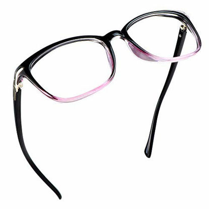 Picture of LifeArt Blue Light Blocking Glasses, Anti Eyestrain, Computer Reading Glasses, Gaming Glasses, TV Glasses for Women Men, Anti Glare (Black Purple, 3.75 Magnification)