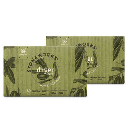 Picture of Grab Green Stoneworks Dryer Sheets, 160 Sheets, Olive Leaf Scent, Plant and Mineral Based, Softens Fabrics, Reduces Static-Cling and Wrinkles, Freshens Clothing