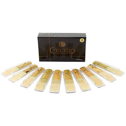 Picture of Cecilio Alto Saxophone Reeds, 10-pack with Individual Plastic Case, Strength 2.0