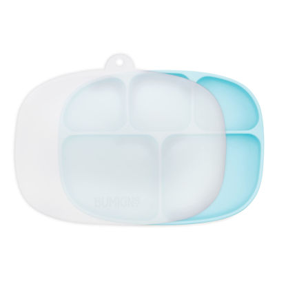 Picture of Bumkins Silicone Grip Dish with Lid, Suction Plate, 5-Section Divided Plate, Baby Toddler Plate, BPA Free, Microwave Dishwasher Safe - Blue
