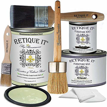 Picture of Retique It Chalk Furniture Paint by Renaissance DIY, Wax Kit, 36 Terre Verte, 32 Ounces