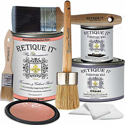 Picture of Retique It Chalk Finish Renaissance Furniture Paint, Wax Kit, 55 Aegean Coral