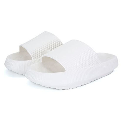 Picture of Cloud Slippers for Women and Men, Rosyclo Massage Shower Bathroom Non-Slip Quick Drying Open Toe Super Soft Comfy Thick Sole Home House Cloud Cushion Slide Sandals for Indoor & Outdoor Platform Shoes