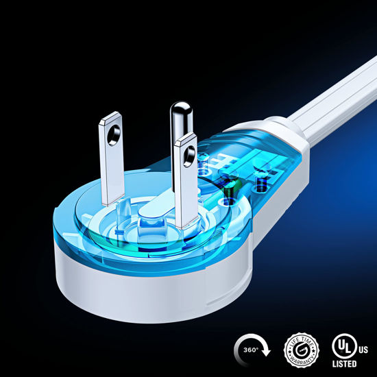 GetUSCart- Maximm Extension Cord White Flat Plug, 360° Rotating Short ...