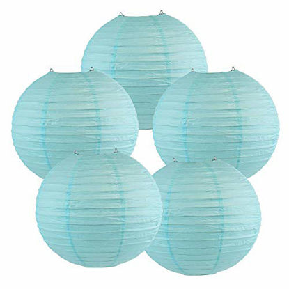 Picture of Just Artifacts 16-Inch Sky Blue Chinese Japanese Paper Lanterns (Set of 5)