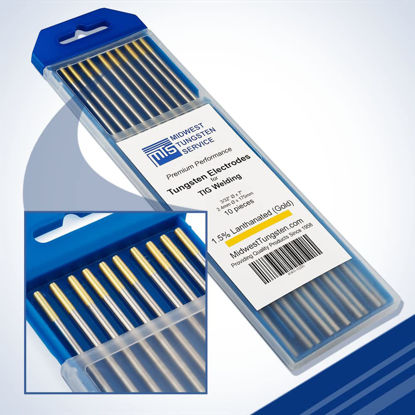 Picture of Midwest Tungsten Service TIG Welding Tungsten Electrodes 10-Pack (Gold - 1.5% Lanthanated Tungsten (WL15/EWLa-1.5), 3/32")