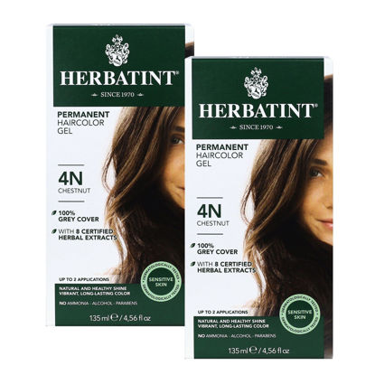 Picture of Herbatint Permanent Haircolor Gel, 4N Chestnut, Alcohol Free, Vegan, 100% Grey Coverage - 4.56 oz - 2 Pack