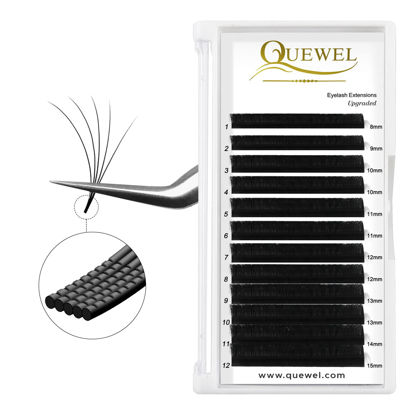 Picture of Volume Lash Extensions Eyelash Extension 0.07 Extra Strong Bond Easy Fan Volume Lashes 8-15mm Strengthen Eyelashes C Curl Lash Extensions Supplies Mixed Lash Tray 8-15mm Single 11-18mm(.07C MIX8-15)