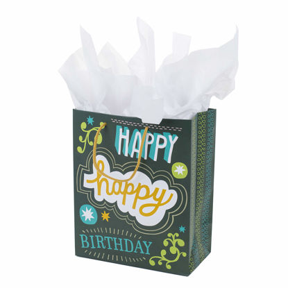 Picture of Hallmark Happy Happy Birthday Medium Ready-To-Go Gift Bag, Green