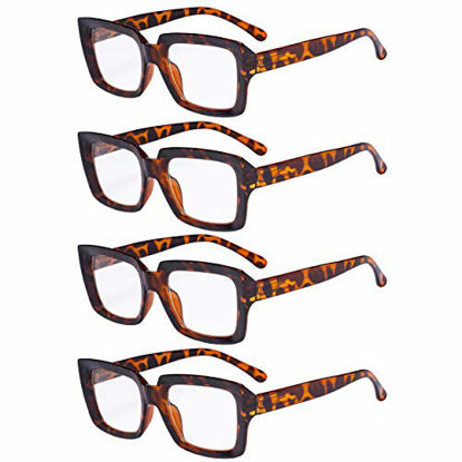 Picture of Eyekepper 4 Pack Stylish Reading Glasses Women - Oversized Square Readers Tortoise