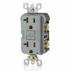 Picture of Leviton GFNT2-GY Self-Test SmartlockPro Slim GFCI Non-Tamper-Resistant Receptacle with LED Indicator, Wallplate Included, 20-Amp, Grey