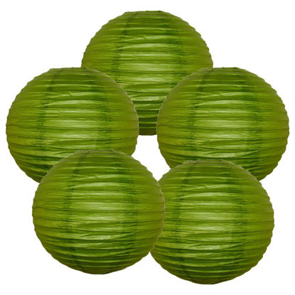 Picture of Just Artifacts 12-Inch Grass Green Chinese Japanese Paper Lanterns (Set of 5, Grass Green)