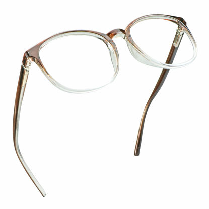 Picture of LifeArt Blue Light Blocking Glasses, Computer Reading Glasses, Gaming Glasses with Spring Hinge, TV Glasses for Women Men, Anti Glare (Clear Brown, 0.25 Magnification)