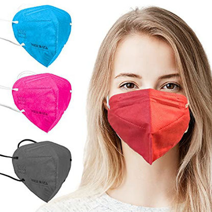 Picture of 5 Layer Protection Breathable Face Mask (Ruby Red) - Made in USA - Filtration>95% with Comfortable Elastic Ear Loop | Bandanna Replacement | For Travel and Personal Care (20 pcs)
