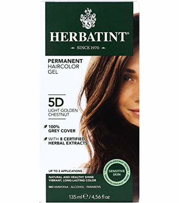 Picture of Herbatint Permanent Haircolor Gel, 5D Light Golden Chestnut, Alcohol Free, Vegan, 100% Grey Coverage - 4.56 oz