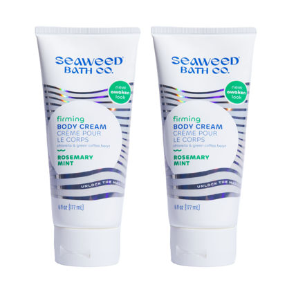 Picture of Seaweed Bath Co. Firming Body Cream, Rosemary Mint Scent, 6 Ounce (Pack of 2), Sustainably Harvested Seaweed, Chlorella, Green Coffee Beans