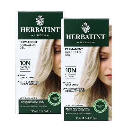Picture of Herbatint Permanent Haircolor Gel, 10N Platinum Blonde, Alcohol Free, Vegan, 100% Grey Coverage - 4.56 oz