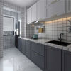 Picture of practicalWs 11.8 in x 78.7 in Grey Wallpaper Peel and Stick Wallpaper for Bathroom