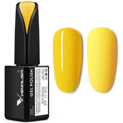 Picture of VENALISA 15ml Gel Nail Polish, Lemon Yellow Color Soak Off UV LED Nail Gel Polish Nail Art Starter Manicure Salon DIY at Home, 0.53 OZ