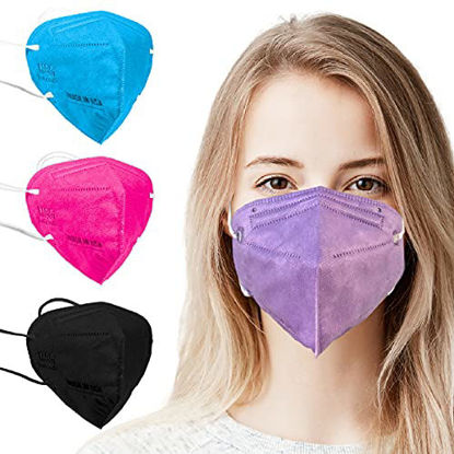 Picture of 5 Layer Protection Breathable Face Mask (Lavender Purple) - Made in USA - Filtration>95% with Comfortable Elastic Ear Loop | Bandanna Replacement | For Travel and Personal Care (20 pcs)