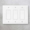 Picture of Modern Edge Decorative Wall Plate Switch Plate Outlet Cover, Durable Solid Zinc Alloy (Triple Decorator, White)