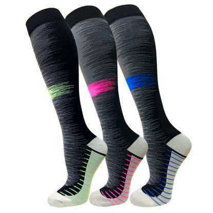 Picture of 3 Pack Copper Compression Socks - Compression Socks Women & Men Circulation - Best for Medical,Running,Athletic