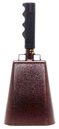 Picture of 11.2 inch Brown Bell Black Handle Cowbell with Stick Grip Handle Used for Cheering at Sporting Events - Cow Bell by Stewart Trading