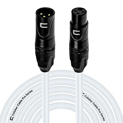 Picture of Balanced XLR Cable Male to Female - 35 Feet White - Pro 3-Pin Microphone Connector for Powered Speakers, Audio Interface or Mixer for Live Performance & Recording