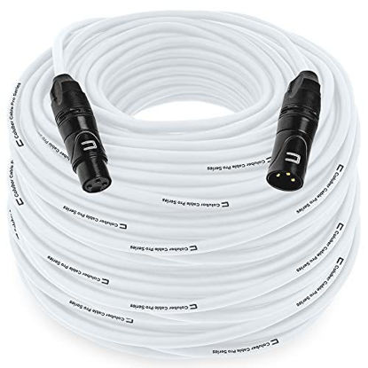 Picture of Balanced XLR Cable Male to Female - 200 Feet White - Pro 3-Pin Microphone Connector for Powered Speakers, Audio Interface or Mixer for Live Performance & Recording